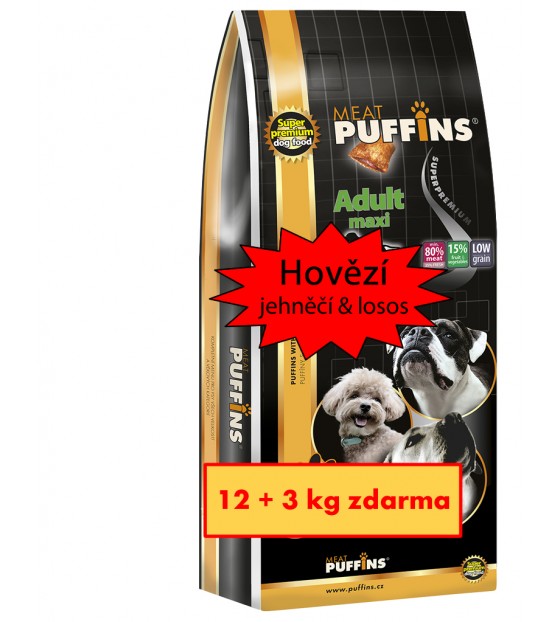 Puffins Adult Maxi Beef s masovou náplní Puffins Adult Maxi Beef s masovou náplní