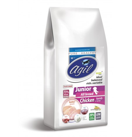 AGIL Junior All Breed, CHICKEN & lamb, tuna, joghurt