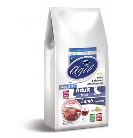 AGIL Adult MINI Sensitive Lamb & venison, GRAINFREE, bez obilovin, Lamb & Venison